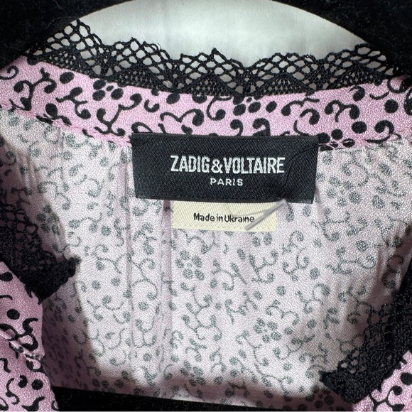 Zadig & Voltaire Pink Print Maxi Dress Size XS Flutter Sleeve Romantic - Picture 7 of 16